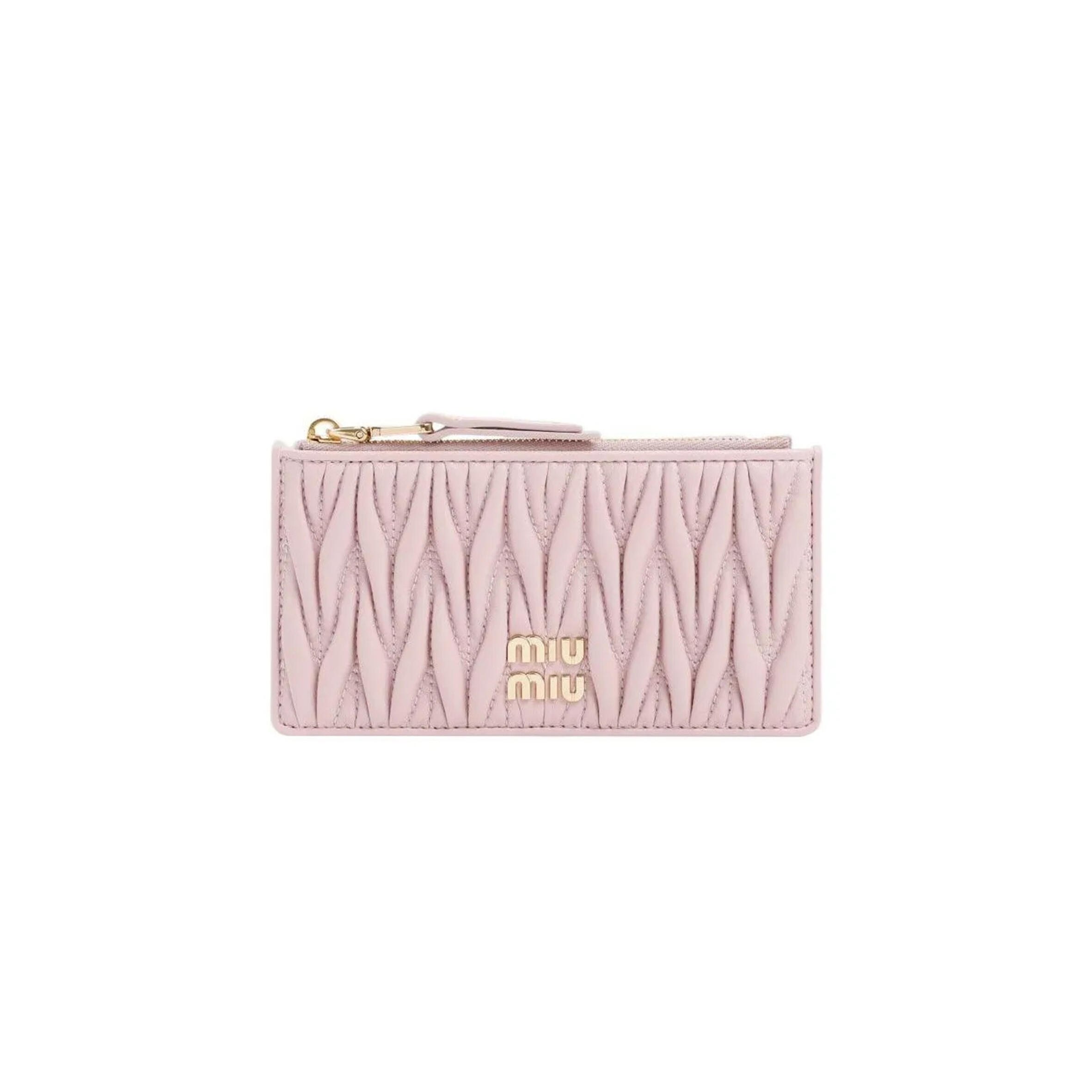 M1v M1v matelassÉ zippered solid color logo leather wallet 5mb006-2fpp (15*8cm)